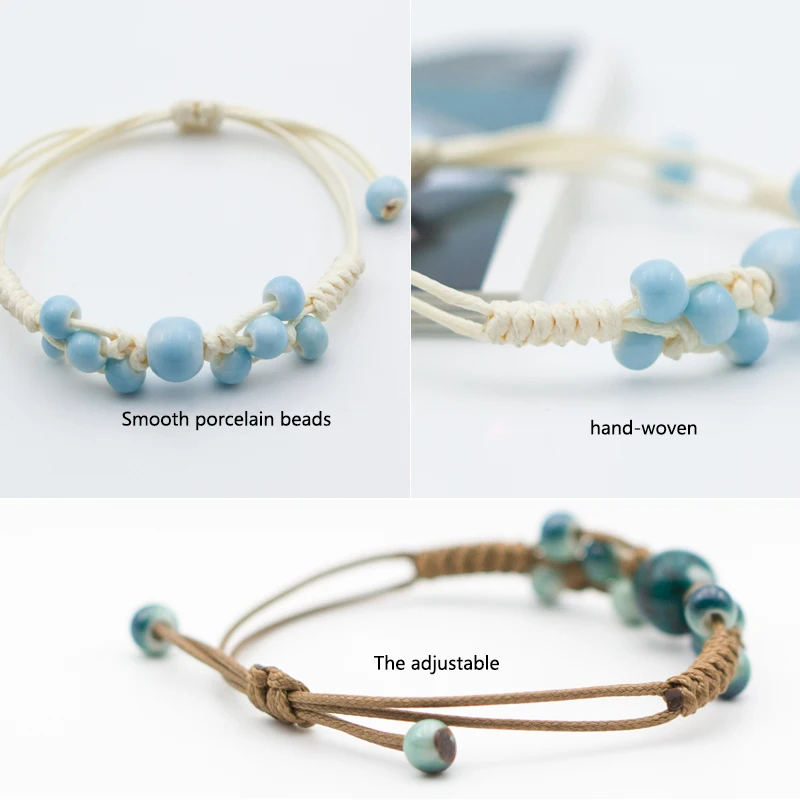 Очаровательный женский браслет ручной работы с керамическими бусинами простой