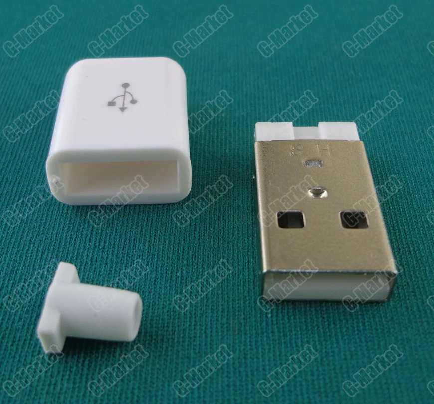 Коннектор USB 2 0 типа A 200 шт. 4 контактный разъем для пайки с белым пластиковым