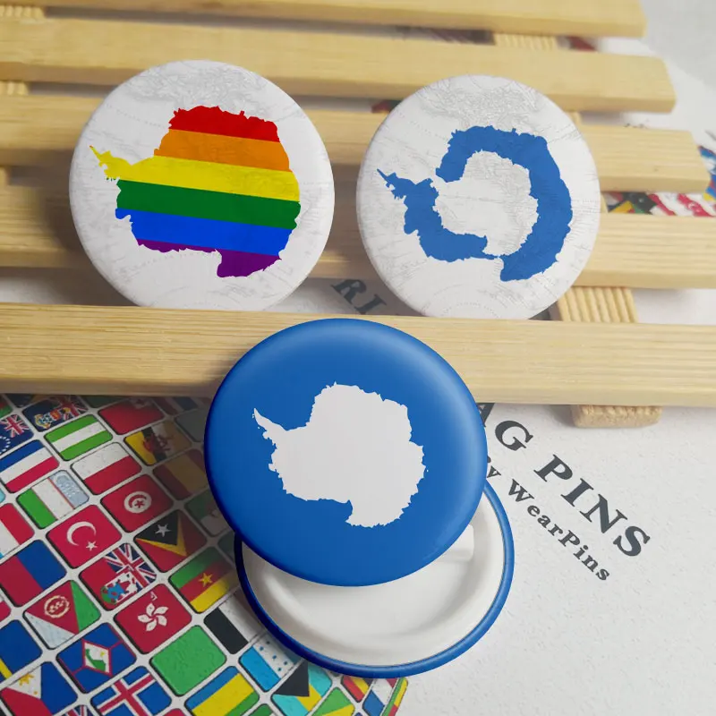 Антарктическая карта с флагом жестяные булавки ЛГБТ фотография|Броши| |