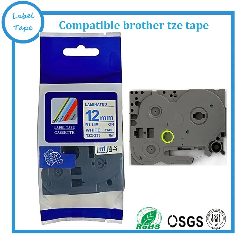 

Free shipping 3PK 12mm Brother P-touch tz tape tz233, TZ-233, Tz 233 blue on white for brother label maker