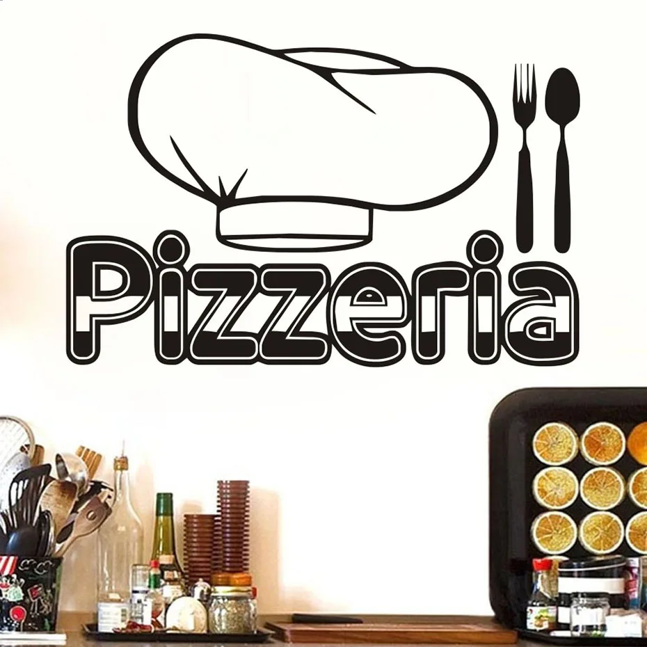 Pizzeria столовые приборы шеф повара шляпа настенная бумага наклейка съемный Винтаж