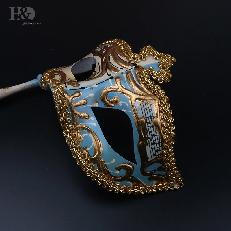 Элегантные венецианские маски H & D на палочке разноцветные полумаскарадные и