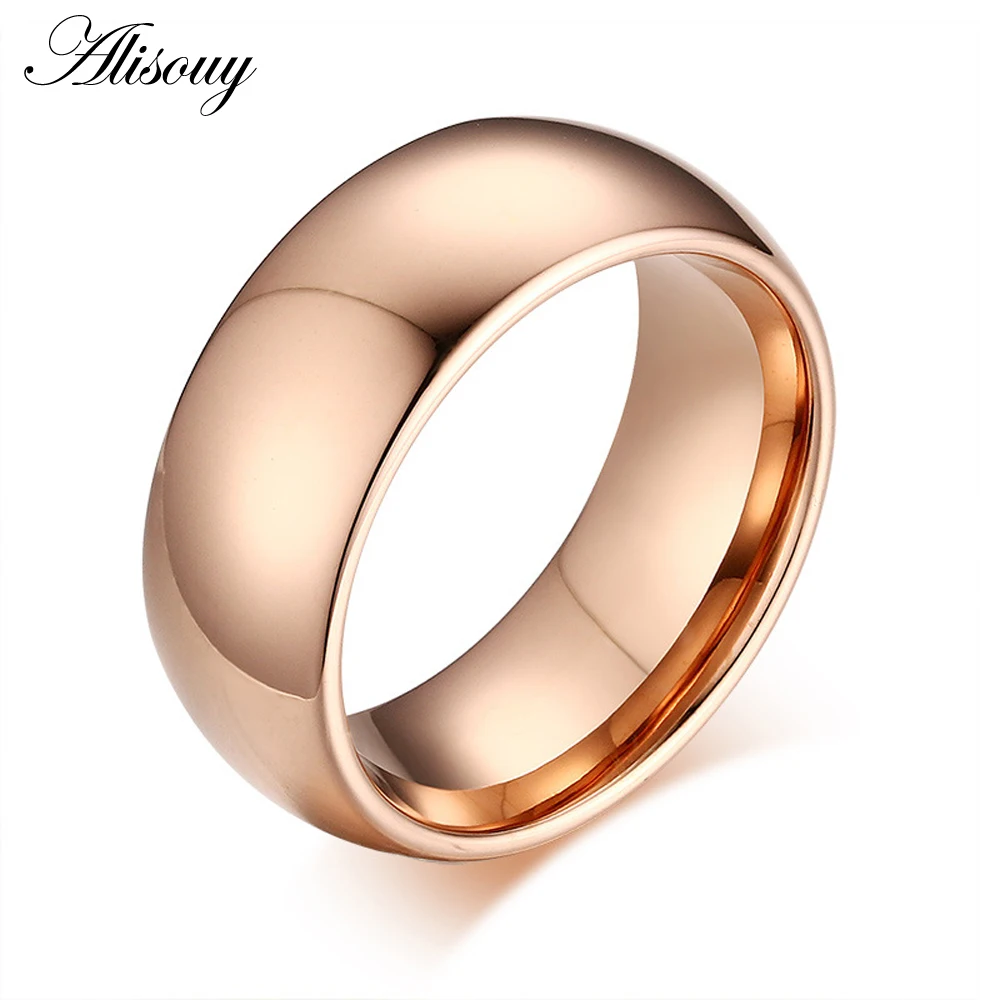 

Модное обручальное кольцо цвета розового золота 8 мм из титановой стали для влюбленных, не выцветает, лучший подарок, кольца для влюбленных