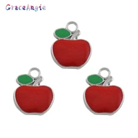 20pcs cute red apple charms 17mm pendant enamel alloy metal jewelry becklace bracelet charms handmade crafts diy accessories