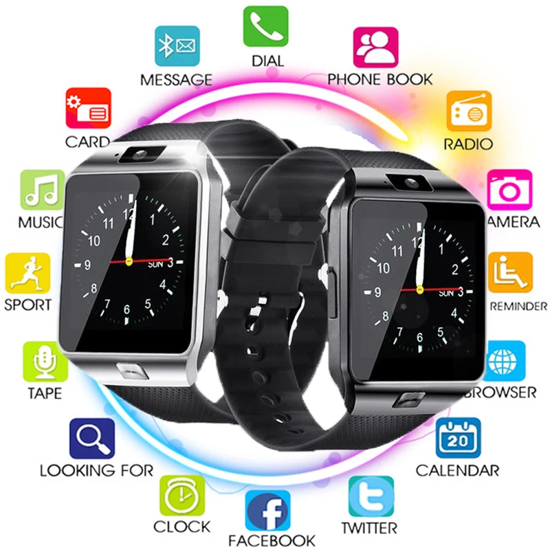 Bluetooth Смарт часы DZ09 Smartwatch поддержка TF SIM Камера для мужчин и женщин спортивные