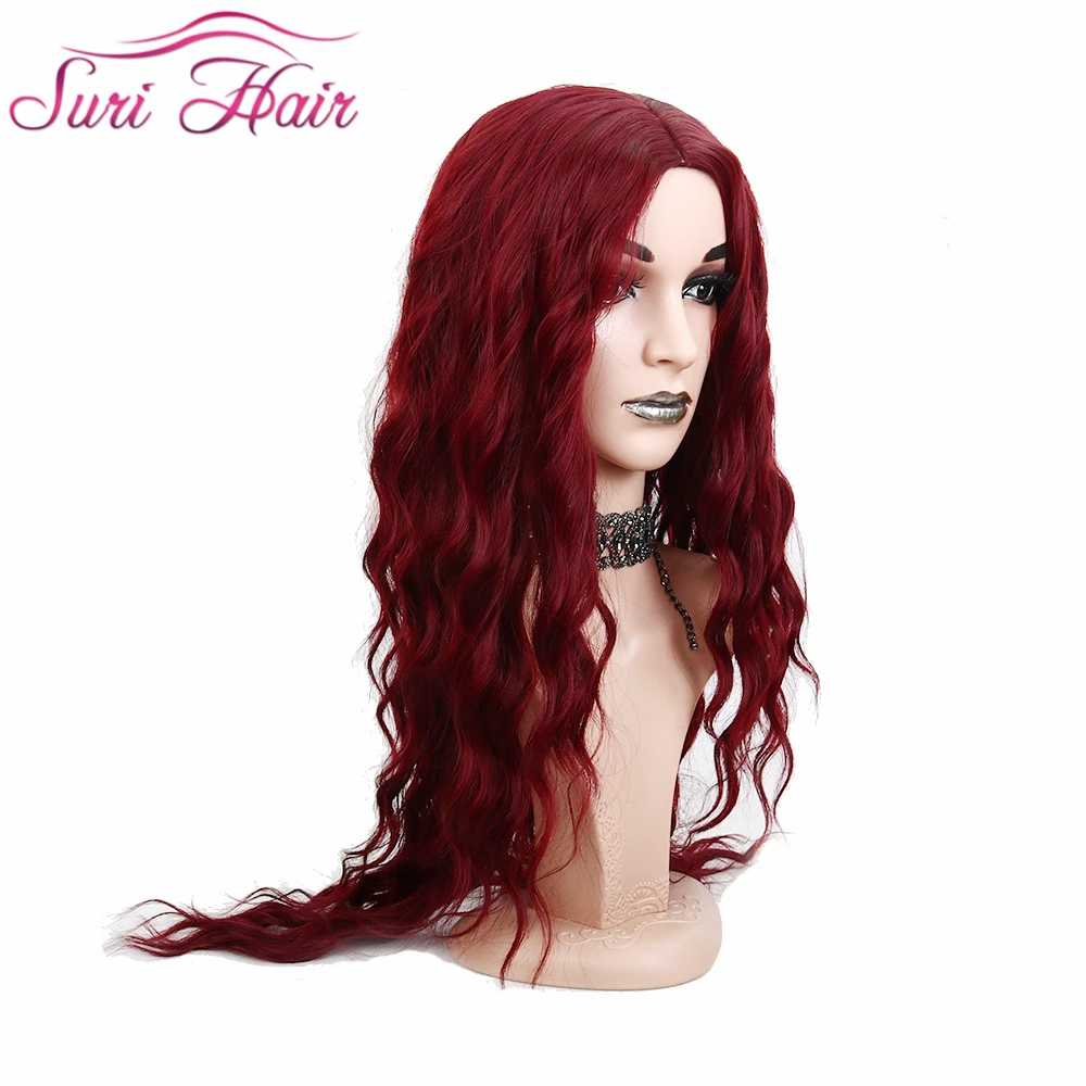 Сури волосы длинные воды волна черный 99j# цвет Glueless синтетические парики Косплей волосы для женщин термостойкие полные волосы парики костюм