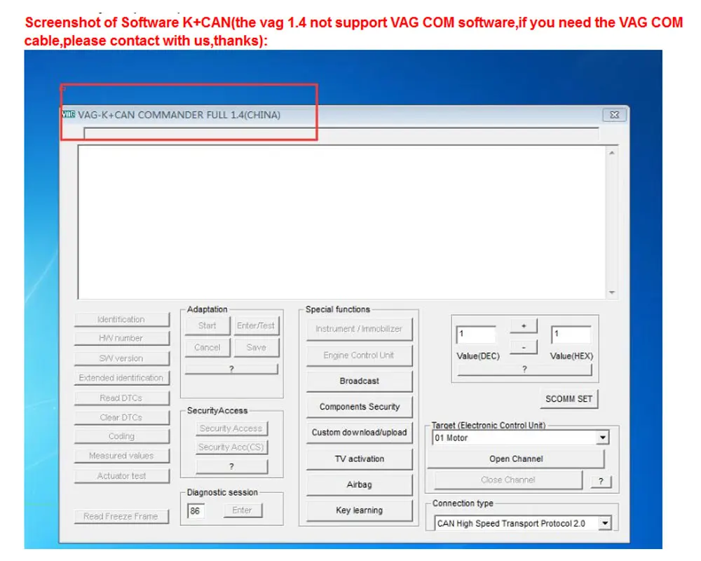 VAG K+ CAN Commander 1,4 с FTDI FT232RL PIC18F258 OBD2 диагностический инструмент VAG v 1,4 commander k+ can Line диагностический кабель