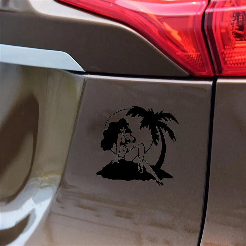 YJZT 6 4*14 8 см Праздничная сексуальная девушка черная/серебряная наклейка на