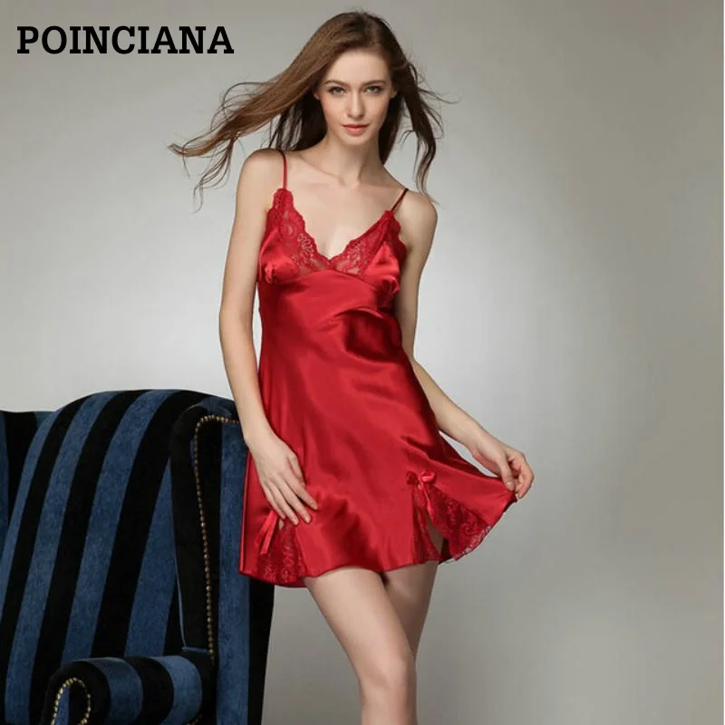 Ночная рубашка Женская пижама пикантное мини-платье для сна девочек кружевное