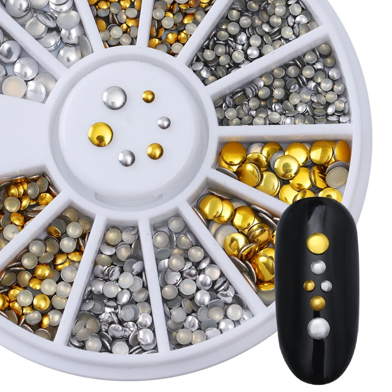 500 шт Мини гвоздик со стразами золотистого и серебристого цвета круглые разные