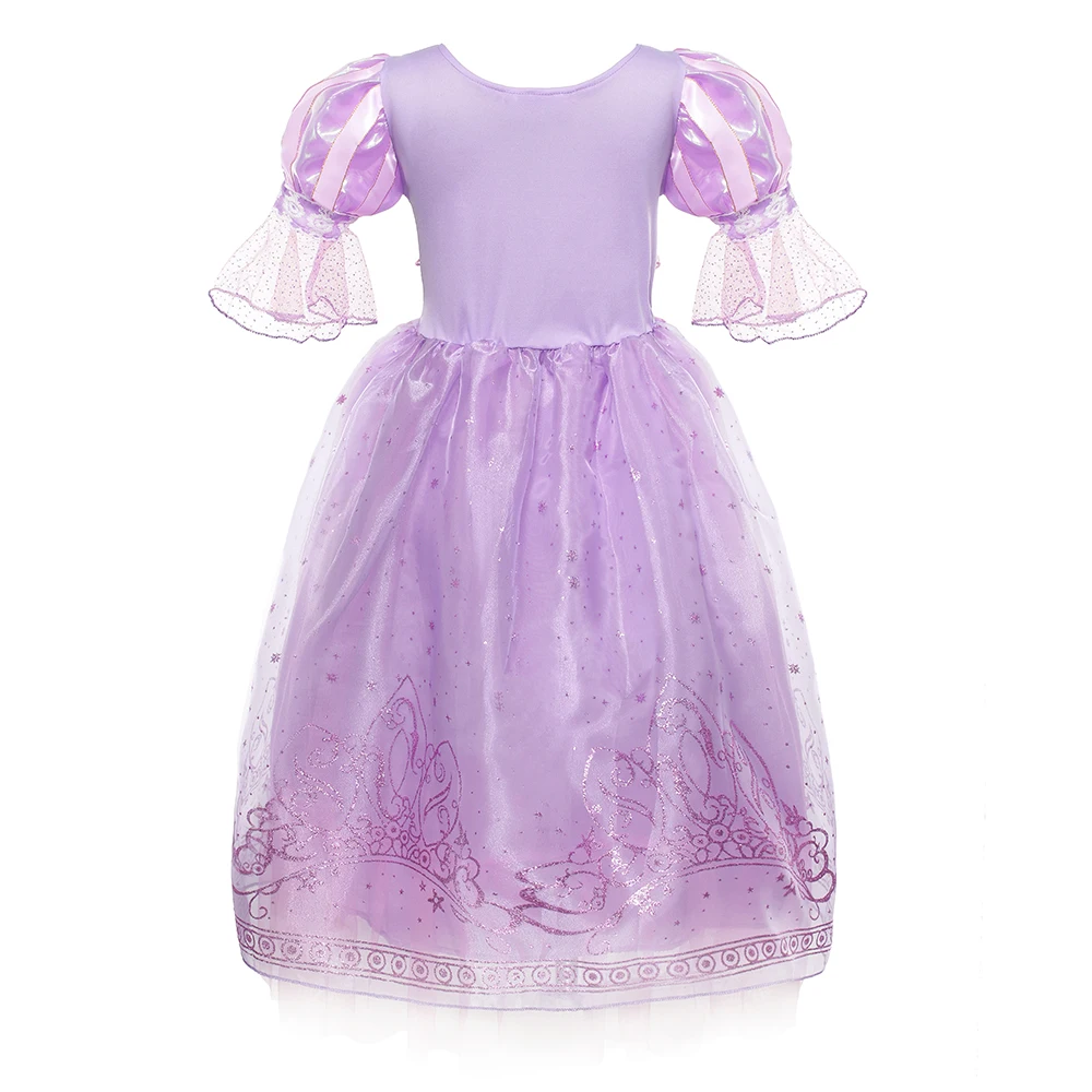 Little Girls Rapunzl Dress Children Fantasy Cosplay Costume with Ribbons Kids Halloween Party Clothes Princess Purple | Детская одежда