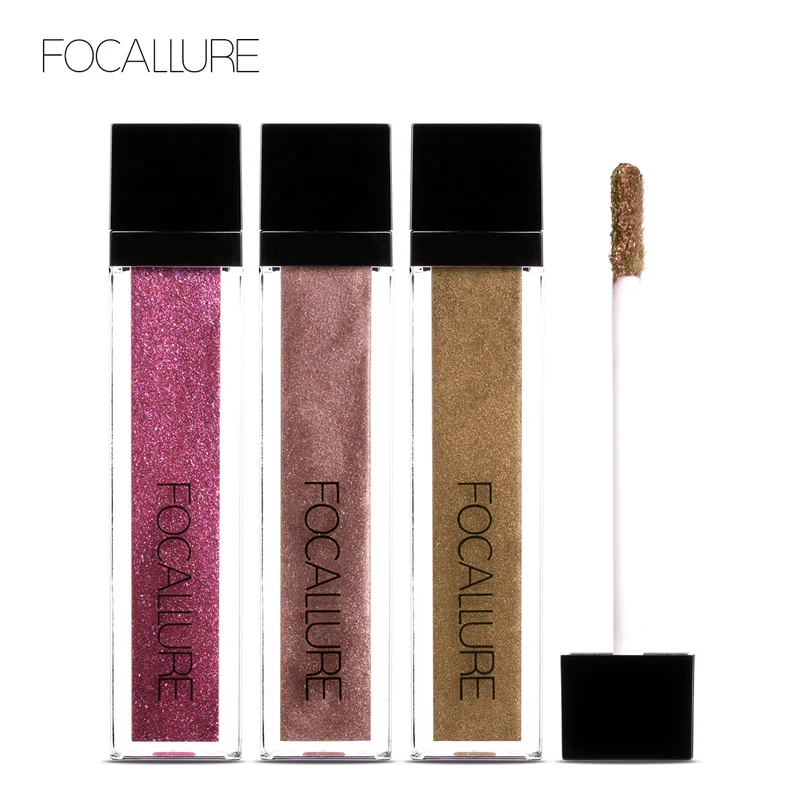 FOCALLURE 10 цветов водостойкий Блеск Мерцающий Пигмент Макияж Жидкие тени для век