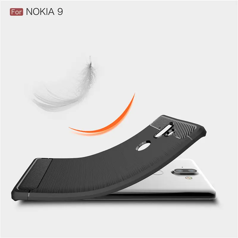 Высокое качество Мягкий силиконовый чехол для Nokia 9 Slim Armor углеродного волокна