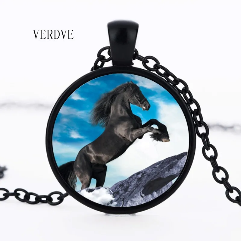 Многоцветный стеклянный кулон в виде лошади ручной работы колье ювелирные