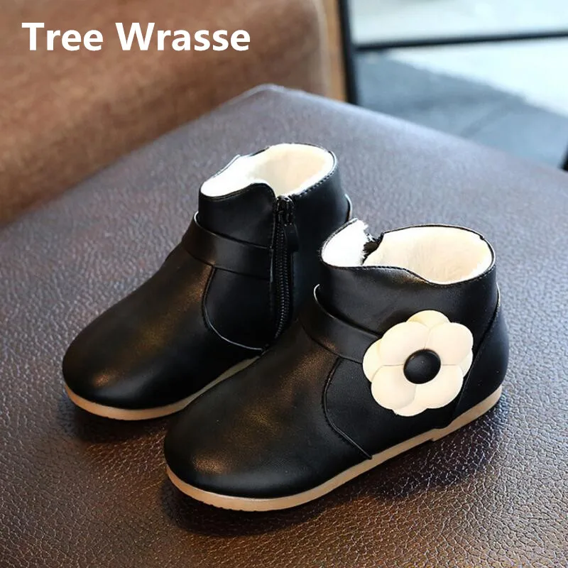 Зимние ботинки с цветочным принтом для девочек Новинка 2017 года Детские Ботинки