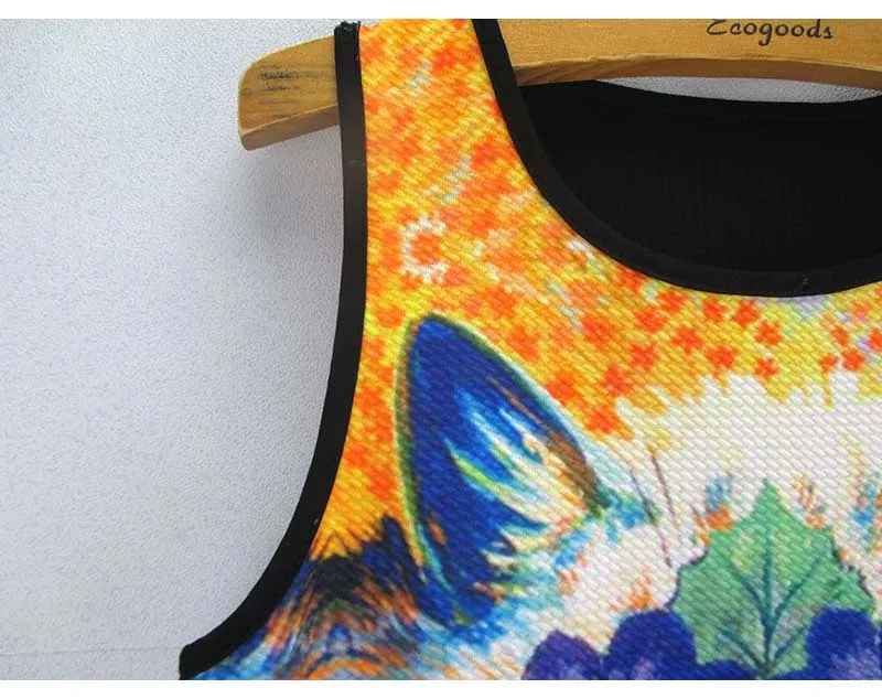 Новинка 2016 г. укороченные футболки с цветочным принтом и котом Новое поступление