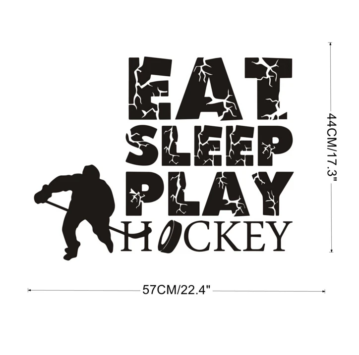 eat sleep play hockey vinyl quotes wall decal home decor kids room boys rooms art mural wallpaper removable stickers | Дом и сад