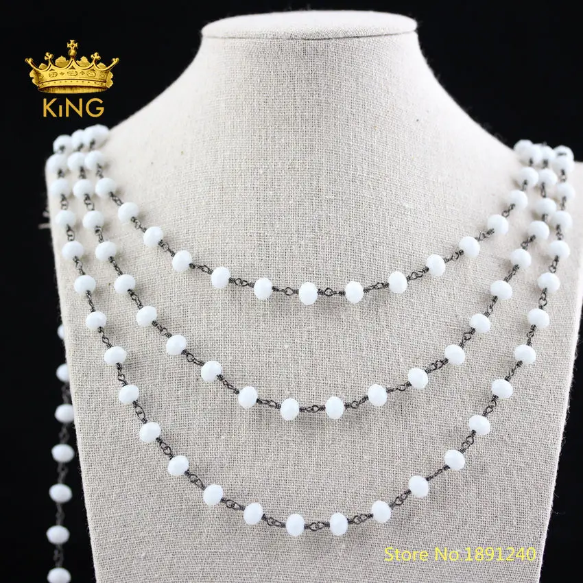 5 метров пистолет черное Гальваническое медное стекло Rondelle фурнитура белый