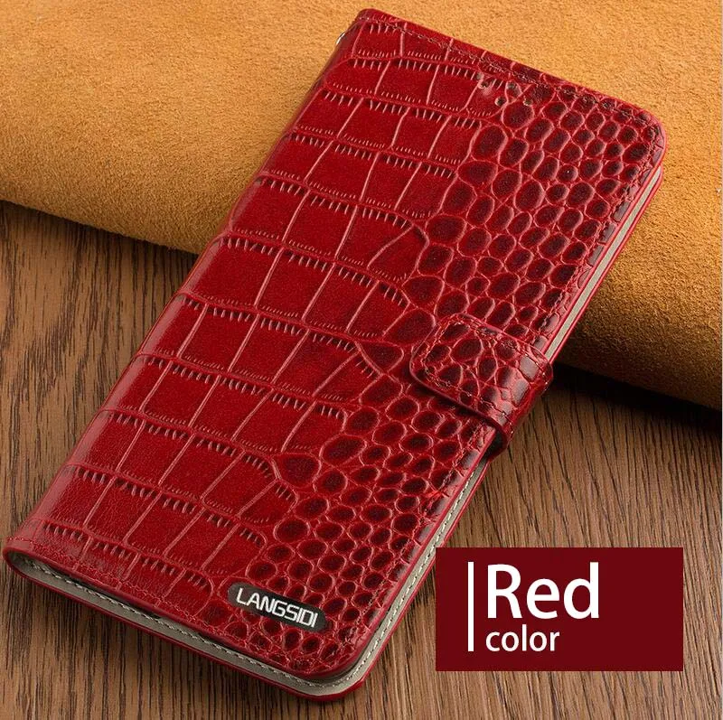 06-Big red Чехол из натуральной кожи для iPhone 11 Pro с текстурой крокодила, откидной Чехол для iPhone 6S Plus, магнитный, 2 отделения для карт, мягкий силиконовый чехол - Цвет: 06-Big red