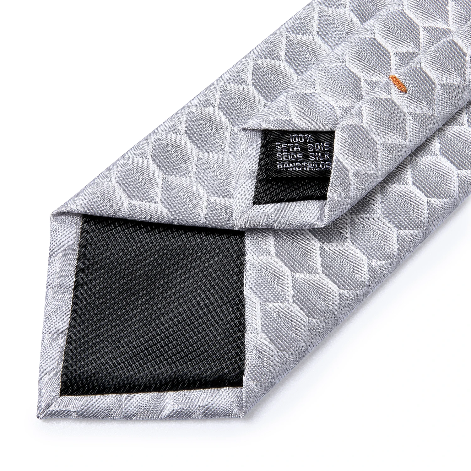 

DiBanGu New White Plaid Tie for Men 100% Silk Men's Tie Hanky Cufflinks Neck Tie Business Wedding Party Tie Set MJ-7224
