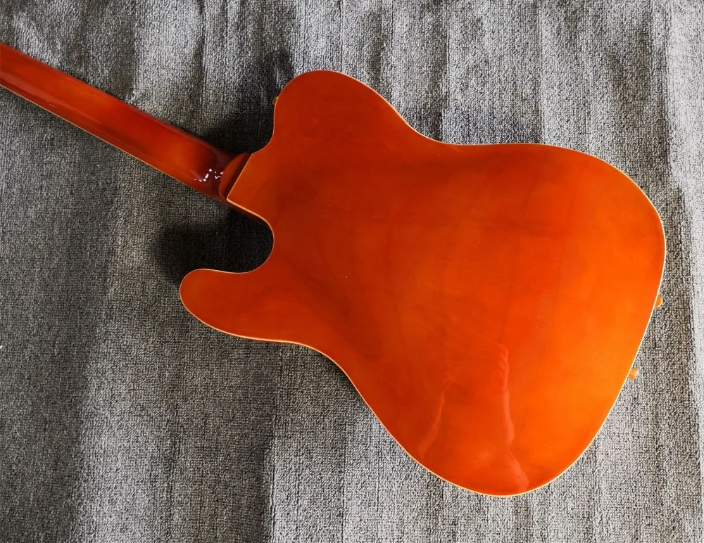 Высококачественный QShelly custom orange TL полый корпус f hole ebony фингерборд Золотой мост