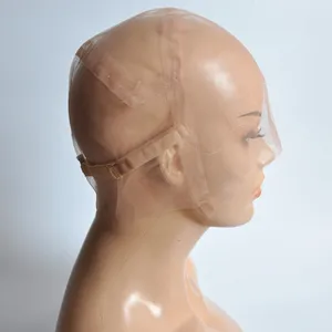 КоричневаяБежевая шапочка для парика, крепкая швейцарская кружевная шапочка с направляющей линией для парика