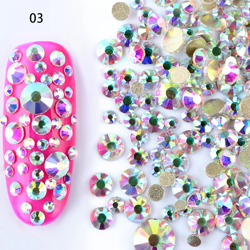 Хамелеоновые Стразы для ногтей 800 шт./пакет яичная белая плоская основа