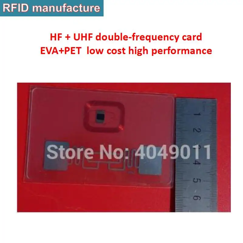 

UHF rfidPVC PET material passive read/write UHF double frequency card 13.56 MHz for passive rfid intergrated reader impinj r2000