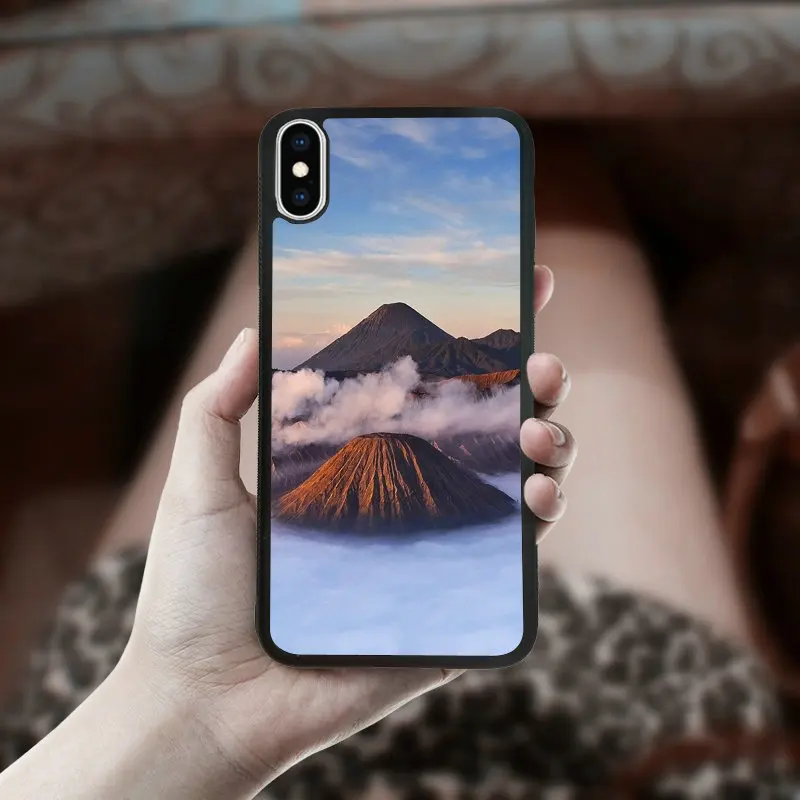 Снежные горные облака морской пейзаж для iphone XS Max чехол жесткий пластик черный