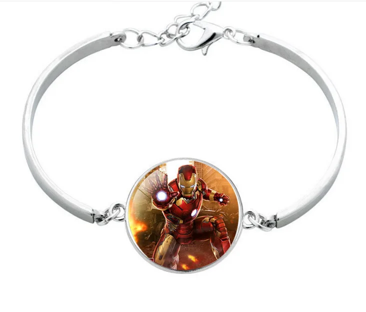 41 стиль Marvel Железный человек Тони Старк кожаный браслет Мстители дуга реактор 3D напечатанная стеклянная подвеска с драгоценным камнем Фигурки игрушек