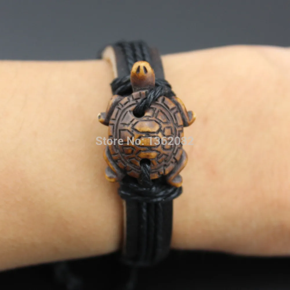 Модный резная подвеска в виде племенных морских черепашек кожаный браслет для