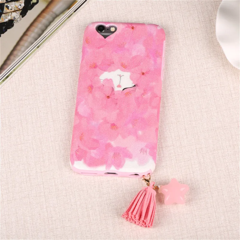 Beautiful Vintage Flowers Soft Coque Case for IPhone 7 Silicone Funny Tassel Star Matte Phone Capa Back Cover Apple iphone |