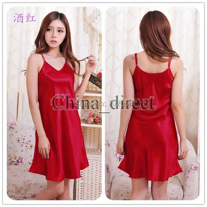 summer Women Sexy Rayon Silk Sleepshirts braces Lingerie Nightdress sleepwear female dress #3797 | Женская одежда