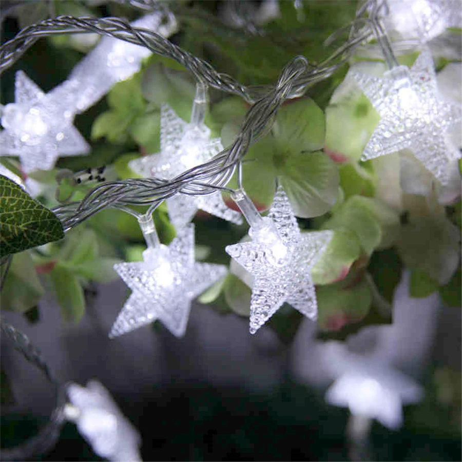 5M 50pcs Five-pointed Star LED Christmas String Light Battery Operated Fairy Garland Outdoor Home Party Wedding | Освещение