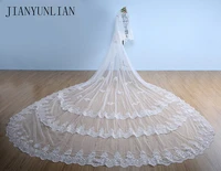 2021 luxury 5 meters full edge with lace bling sequins two layers long wedding veil with comb white ivory bridal veil
