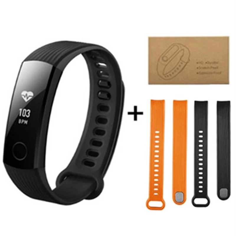 add orange black huawei Honor Band 3 5ATM OLED экран тачпад Непрерывный монитор сердечного ритма фитнес-трекер Push Message умный Браслет - Цвет: add orange black