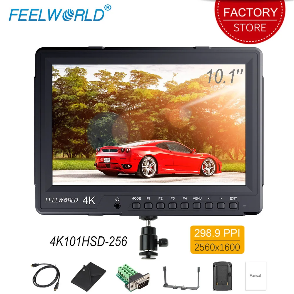Feelworld 4K101HSD 256 на камере полевой монитор Pro трансляция 10 1 'ƊK Ultra HD 2560x1600 LCD IPS экран