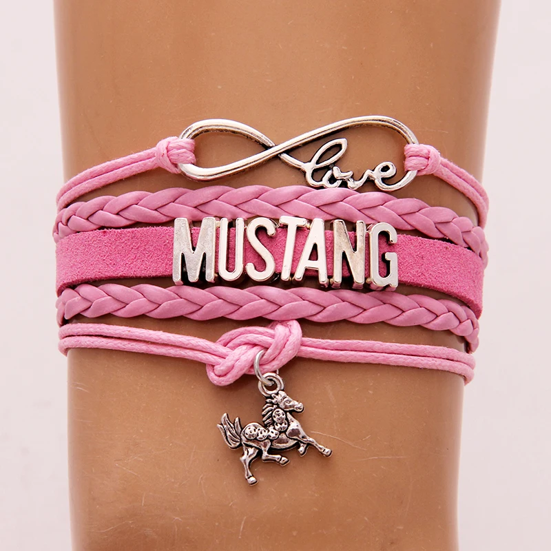 Браслет Infinity Love Mustang Horse кожаные браслеты с подвесками ювелирные изделия