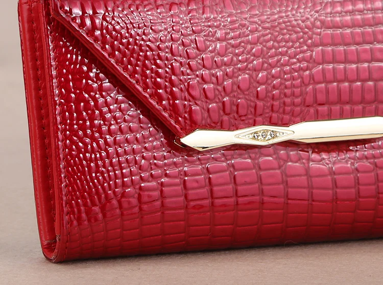 Женщины из натуральной коровья кожа сцепление кошельки Леди патент портмоне |