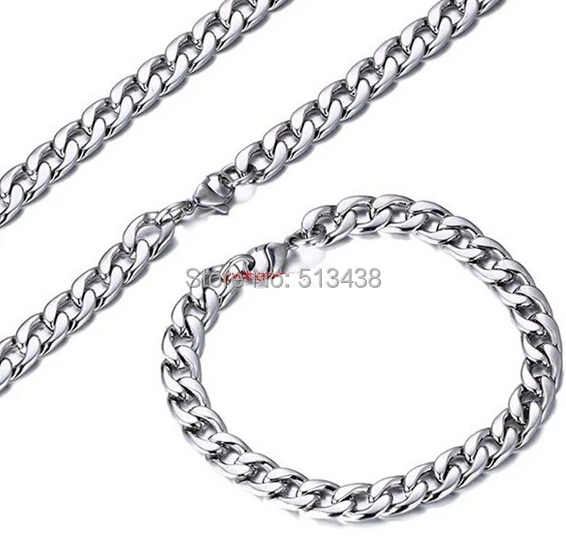 Комплект цепочек и браслетов из нержавеющей стали 6 мм 5 комплектов