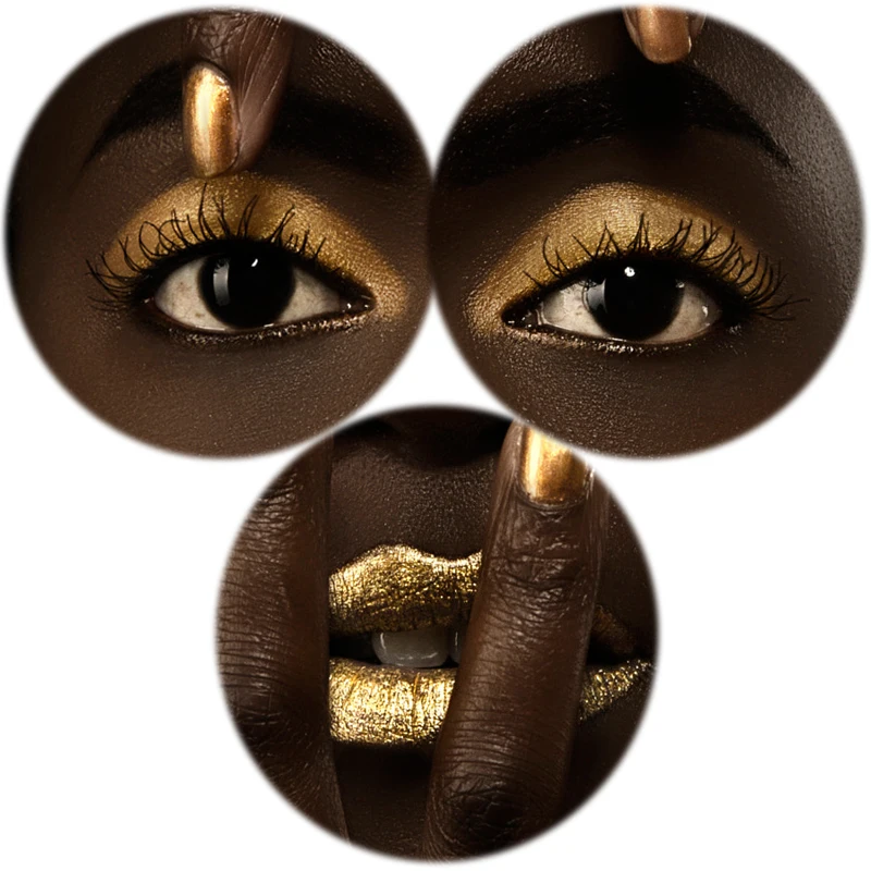 

Posters and Prints Wall Art Canvas Painting Dark-skinned Girl with Golden Makeup Portrait Art Picture for Living Room Home Decor