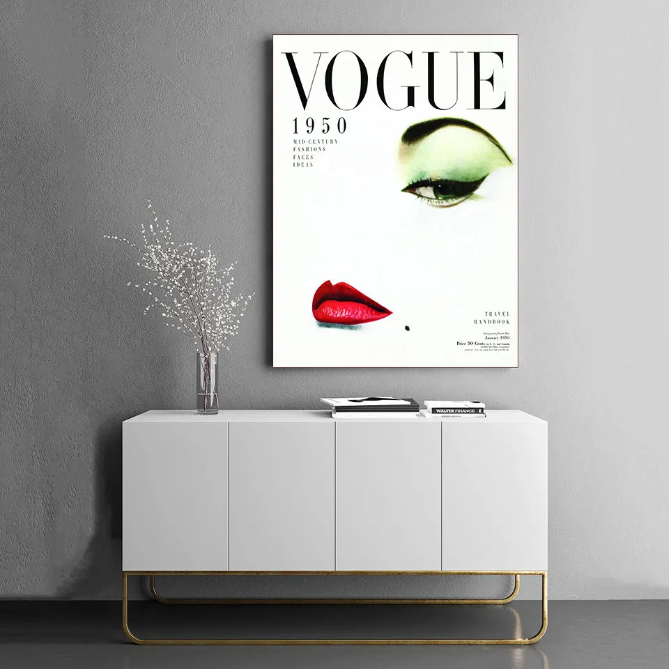 Картина на холсте современная мода женская картина искусство Vogue Red Lip плакат и