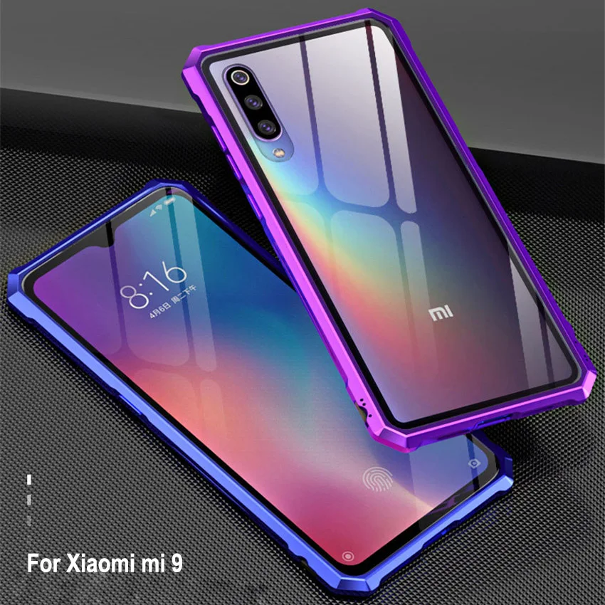Роскошный бронированный чехол для Xiaomi Mi 9 металлический бампер стеклянный mi9
