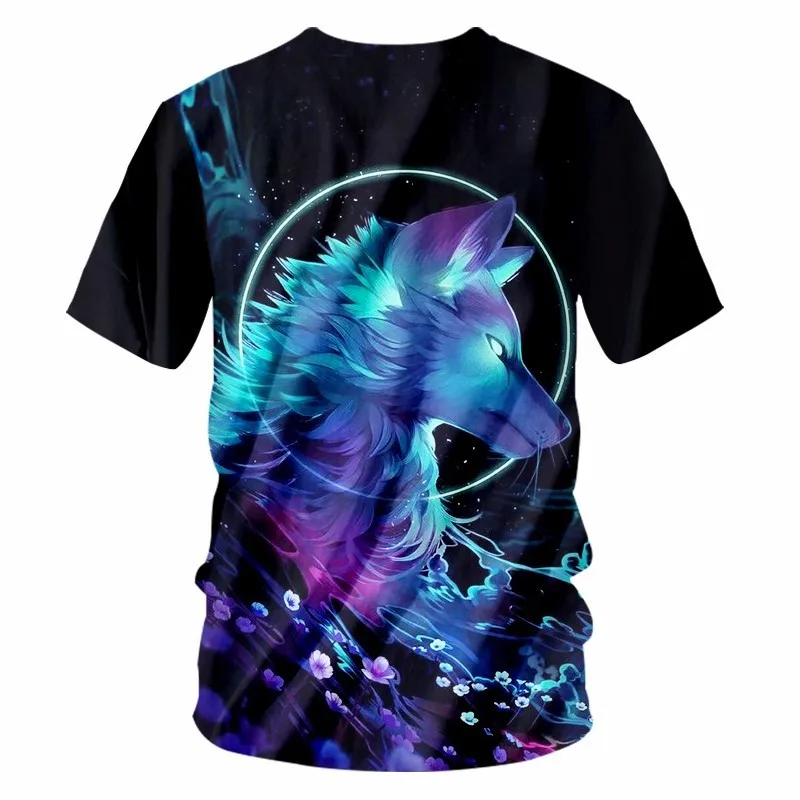 UJWI V Neck T Shirt Black Summer Tops Men 3d Print Galaxy Space Wolf T-shirt Man Bodybuilding Fitness Short Sleeve Tee Shirts | Мужская