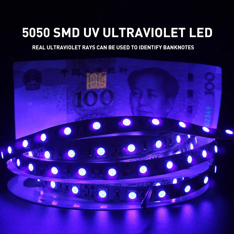 Ультрафиолетовый 5050 SMD Светодиодные ленты светильник 0 5 м Водонепроницаемый
