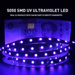 Ультрафиолетовая гибкая светодиодная лента 5050 SMD, водонепроницаемая лампа-полоска для диджея, 0,5-нм, 12 В постоянного тока,-5 м