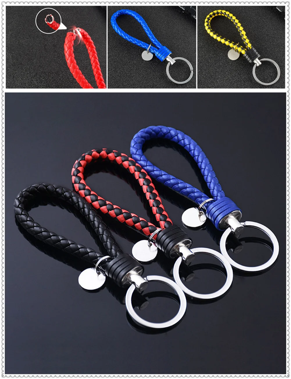 Universal motorcycle Car accessories woven leather rope key ring for Jeep Renegade Cherokee Wrangler Compass Patriot | Автомобили и