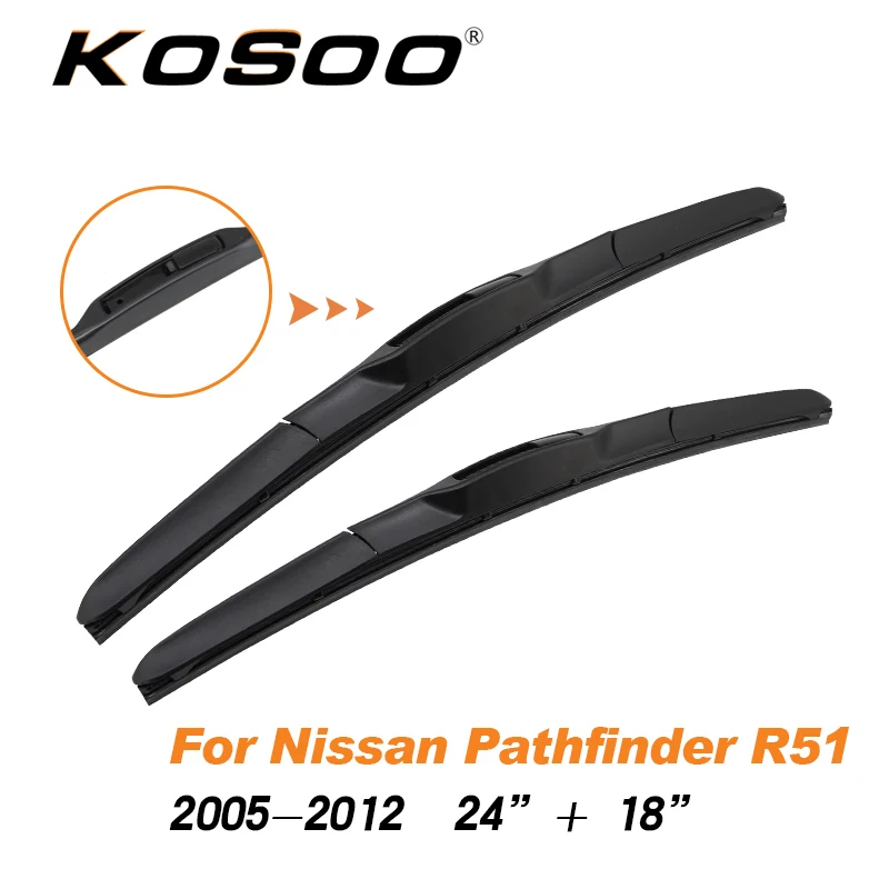 R51 2005-2012 S-2418 KOSOO для NISSAN Pathfinder R51/R52 Fit J Hook Arm модель года от 2005 до Авто натуральный каучук щетки стеклоочистителя ветрового стекла - Цвет: R51 2005-2012 S-2418