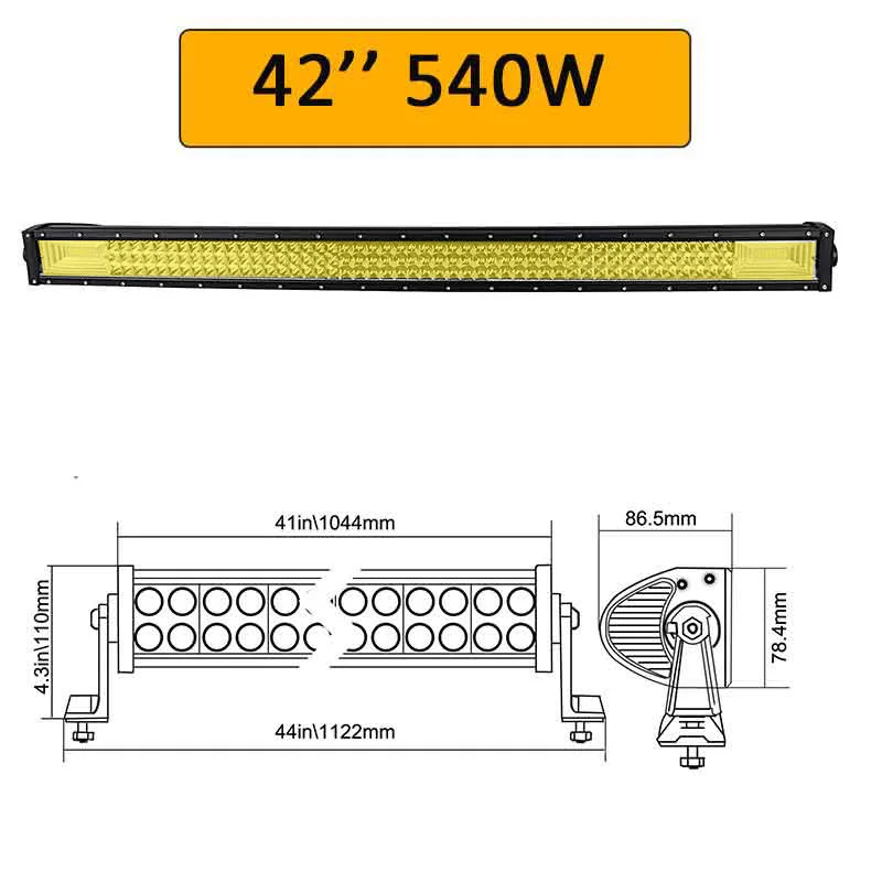 540W no wiring Auxtings 7D желтые светодиоды бар 2" 32" 4" 52" дюймов 12 В 24 в прямой светодиодный свет бар рабочий свет 4x4 грузовик ATV Автомобильная крыша внедорожный - Цвет: 540W no wiring