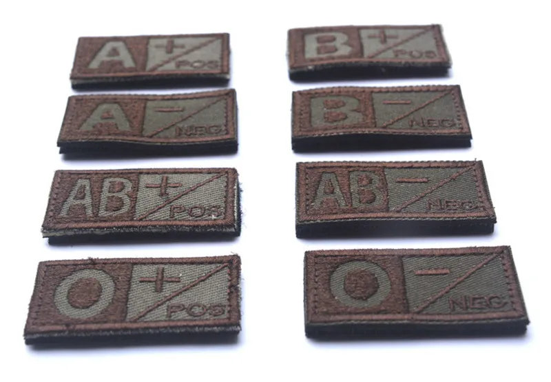 Черная зеленая Военная нашивка группы крови типа 3D вышивка патчи A+ B+ AB+ O+ положительные тактические бейджи коричневый с крюком и петлей